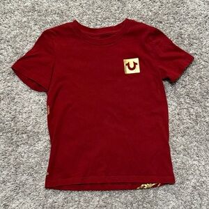 True Religion Kids Burgundy Tee with Gold Logo